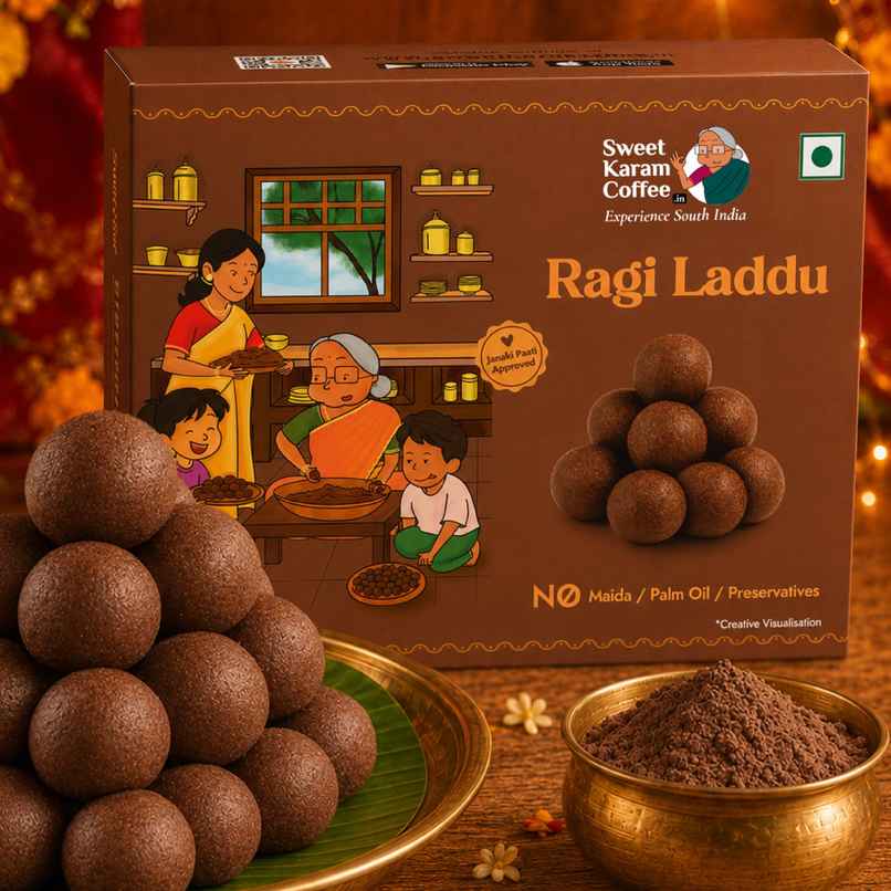 Sweet Karam Coffee White Sugar Free Ragi Laddu | No Preservatives Sweet Karam Coffee White Sugar Free Ragi Laddu | No Preservatives
