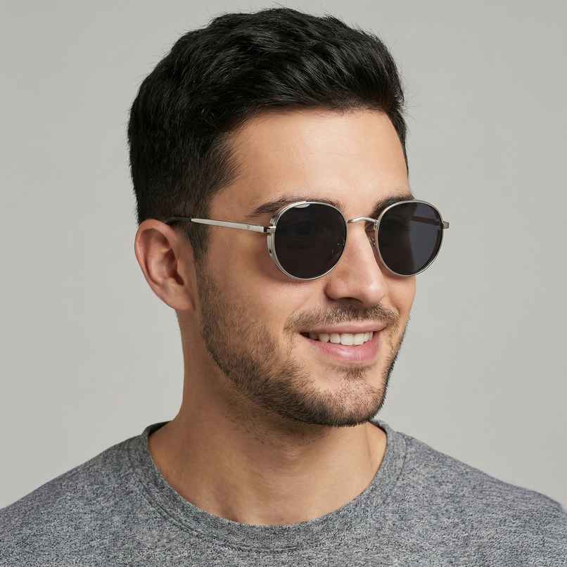 NuVew Unisex Round Sunglasses | Silver & Black | Medium