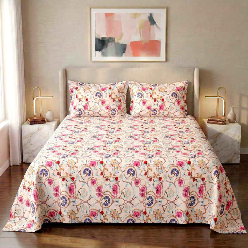 Dream Living 115 GSM Double Bedsheet Set |220 x 250 cm| With 2 Pillow Covers