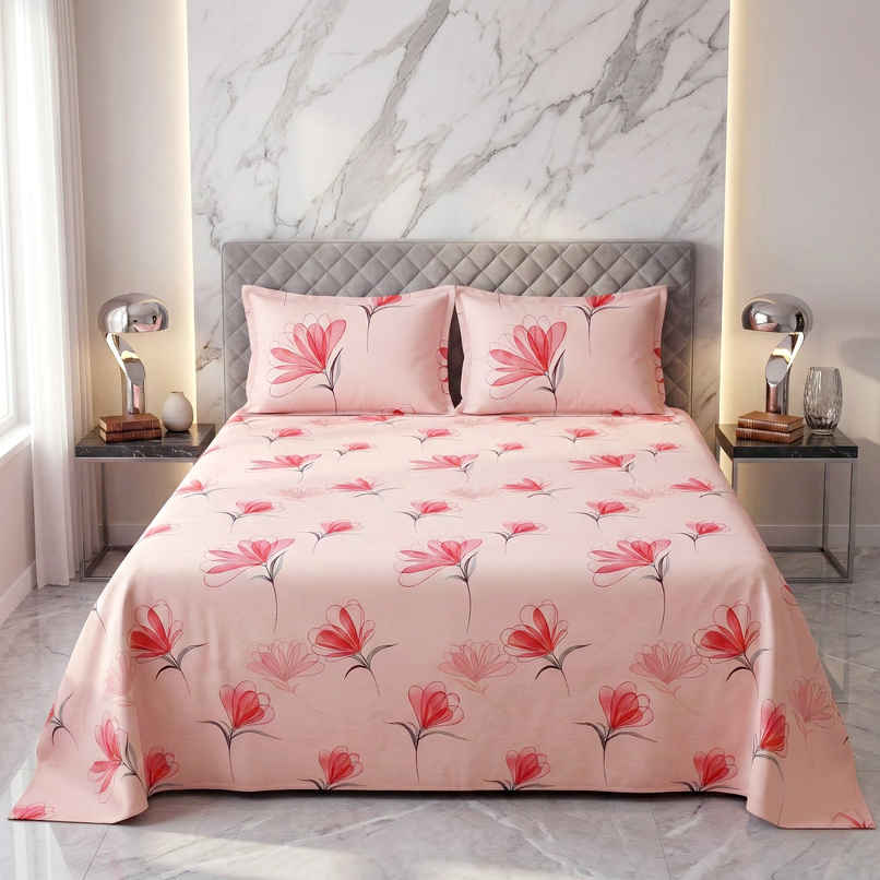 Dream Living 135 GSM Double Bedsheet Set |220 x 250 cm| With 2 Pillow Covers