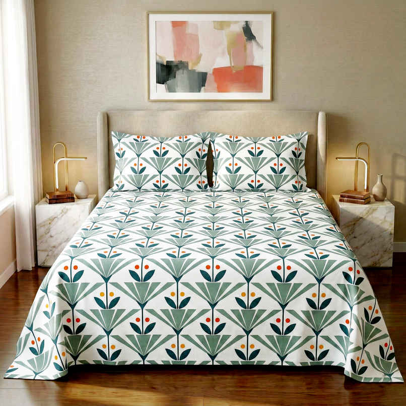 Dream Living 115 GSM Double Bedsheet Set |220 x 250 cm| With 2 Pillow Covers