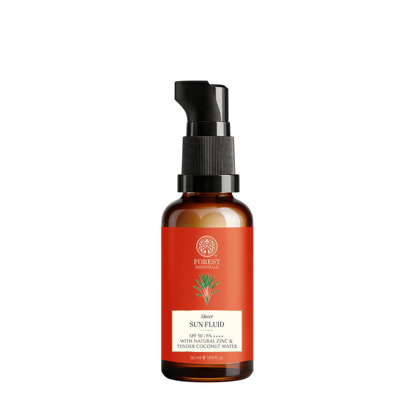 Forest Essentials Sheer Sun Fluid SPF 50 PA++++ | Hydrating Ayurvedic Sunscreen Forest Essentials Sheer Sun Fluid SPF 50 PA++++ | Hydrating Ayurvedic Sunscreen