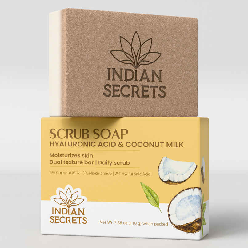 Indian Secrets Scrub Soap | Hyaluronic Acid & Coconut Milk Indian Secrets Scrub Soap | Hyaluronic Acid & Coconut Milk