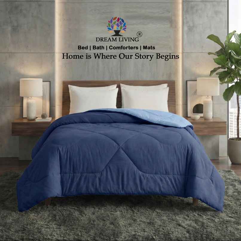 Dream Living Navy Solid Reversible Double Bed AC Comforter 220 x 230 cm Dream Living Navy Solid Reversible Double Bed AC Comforter 220 x 230 cm