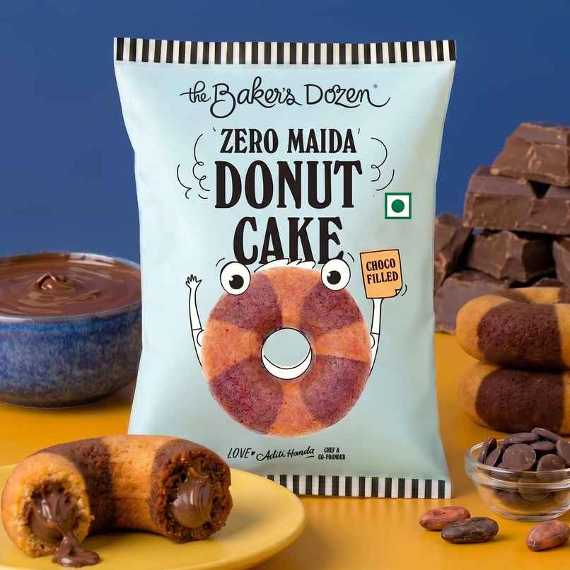 The Baker's Dozen Zero Maida Donut Cake | Choco Filled | Small Cake | Tiffin Cake | Eggless | Veg The Baker's Dozen Zero Maida Donut Cake | Choco Filled | Small Cake | Tiffin Cake | Eggless | Veg