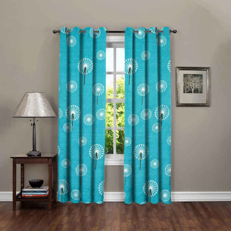 BAY6 Microfiber Cotton Door Curtains - Set of 2 - (9x4 ft) - Light Blue