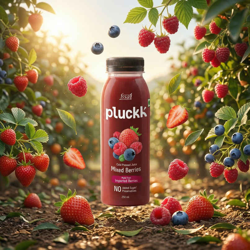 Pluckk Cold Pressed Extracted Mixed Berries Juice | No Preservatives | No Added Sugar