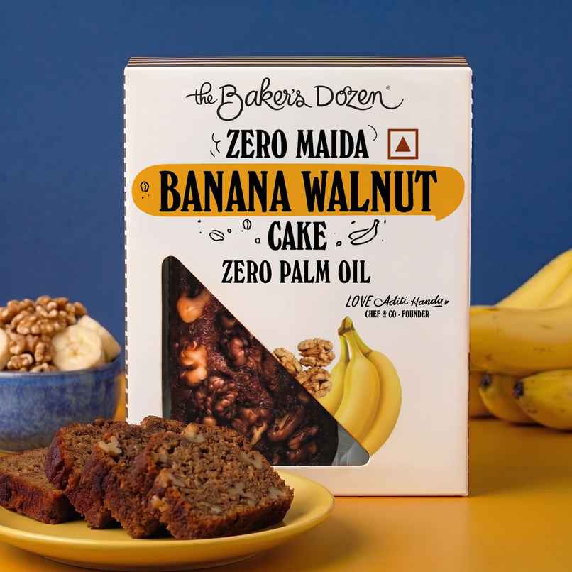 The Baker's Dozen Banana Walnut Cake Zero Maida | Whole Wheat | Fruit Cake Loaded with Walnuts