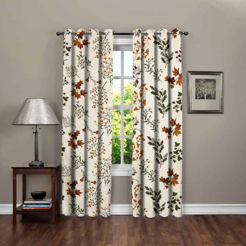 BAY6 Microfiber Cotton Door Curtains - Set of 2 - (9x4 ft) - Cream
