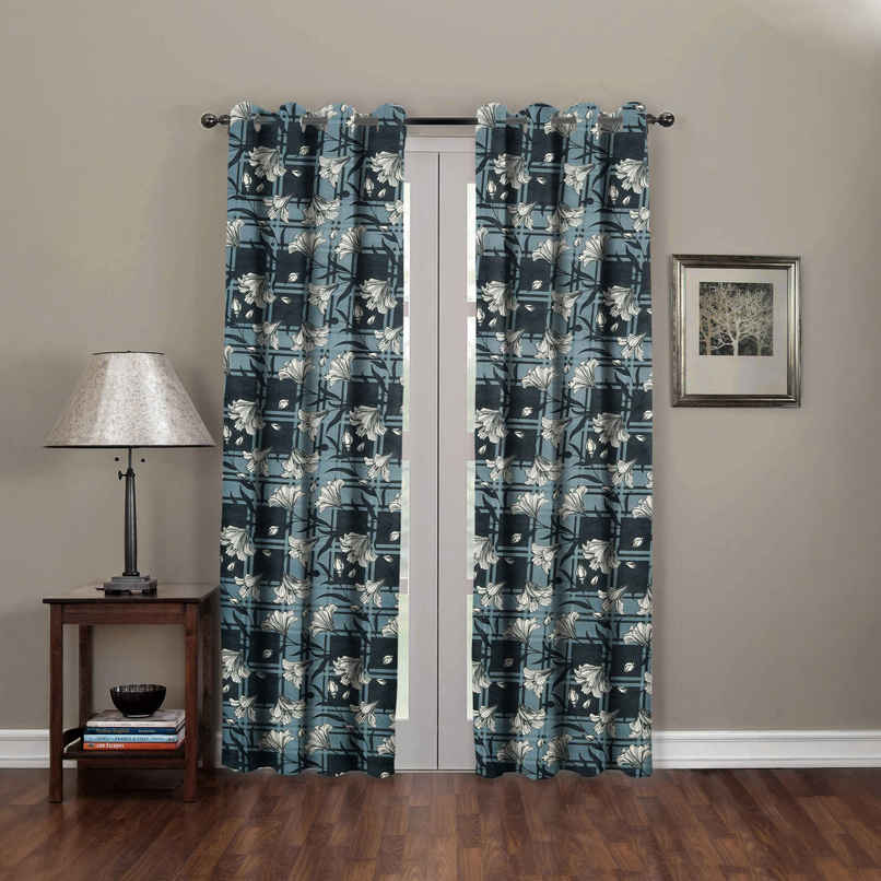 BAY6 Microfiber Cotton Door Curtains | Set of 2 | 7x4 ft | Black