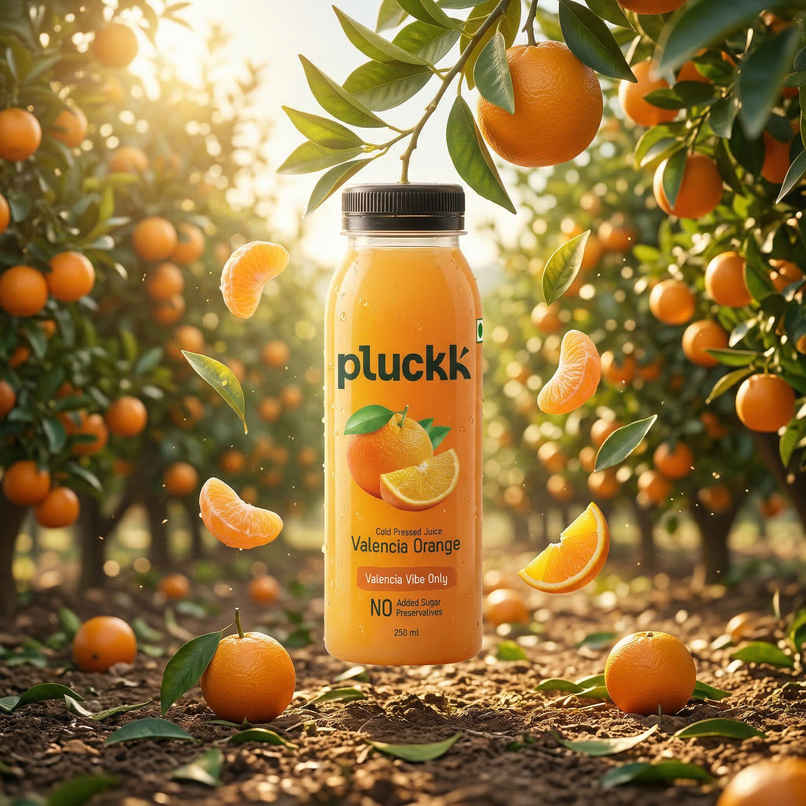 Pluckk Cold Pressed Extracted Valencia Orange Juice | No Preservatives | No Added Sugar
