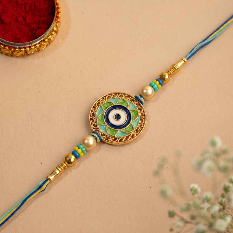 Pastel Colored Evil Eye Rakhi With Roli Chawal | Pack of 1 | Bandhan Pastel Colored Evil Eye Rakhi With Roli Chawal | Pack of 1 | Bandhan
