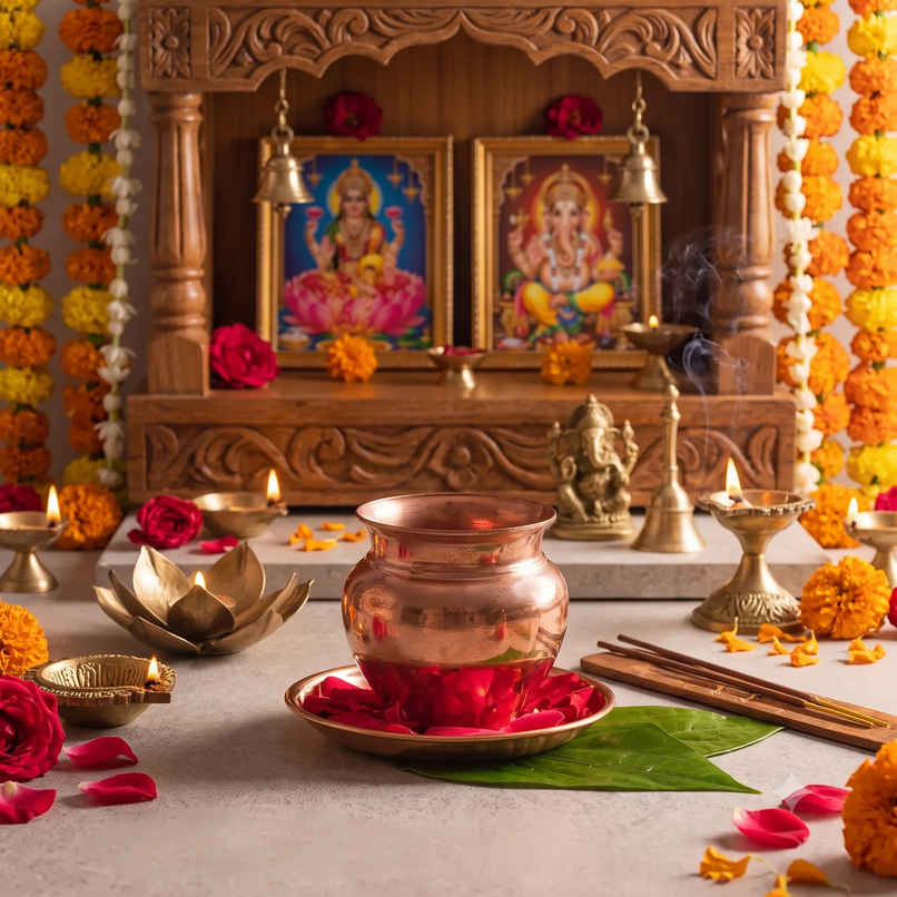Copper Kalash for Pooja | 300 ml | Svasti