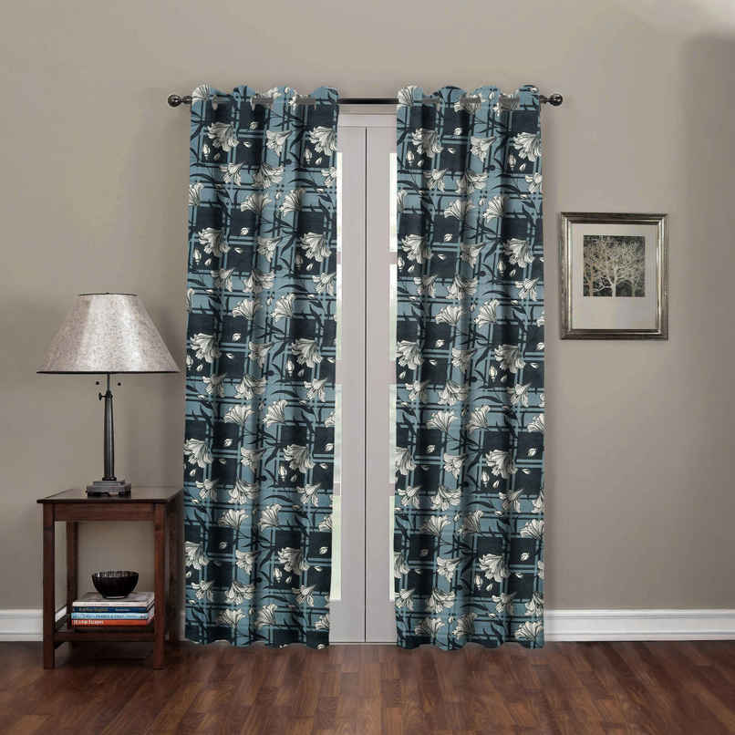 BAY6 Microfiber Cotton Door Curtains | Set of 2 | 8x4 ft | Black