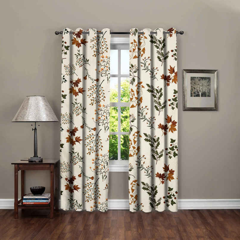 BAY6 Microfiber Cotton Door Curtains - Set of 2 - (7x4 ft) - Cream