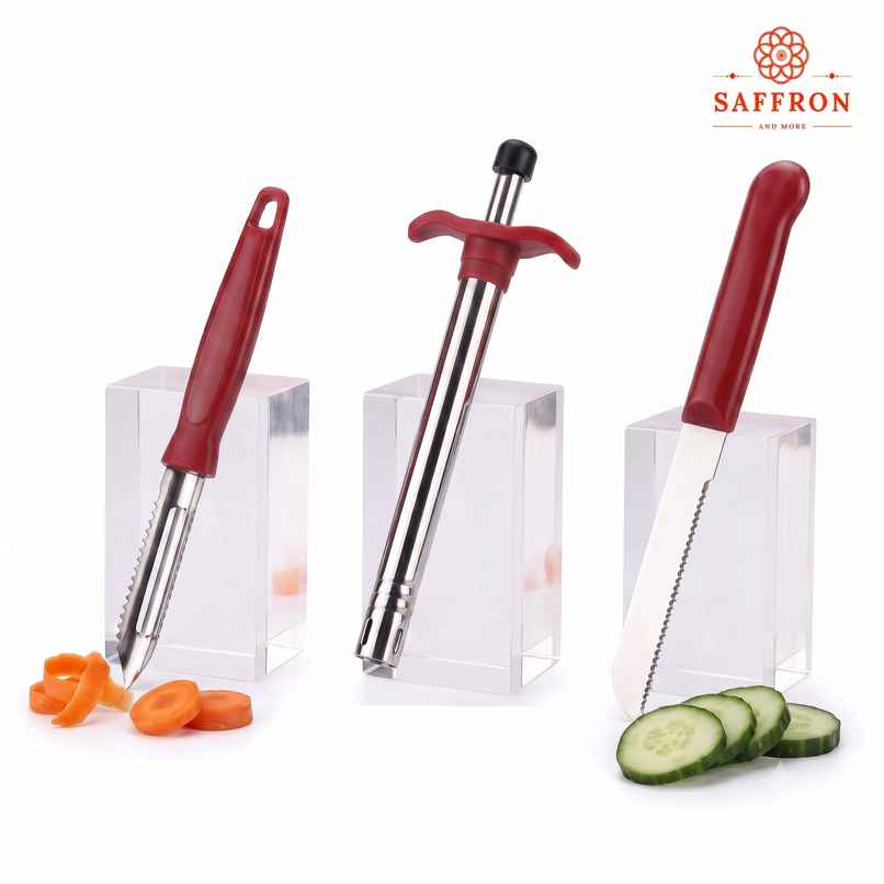 Saffron 3 in 1 Kitchen Tools Combo Knife, Lighter, Peeler