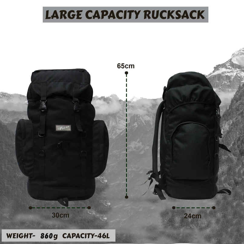 F Gear Unisex Polyester 46 L Ergonomic Handle Rucksack | Black - Free Size