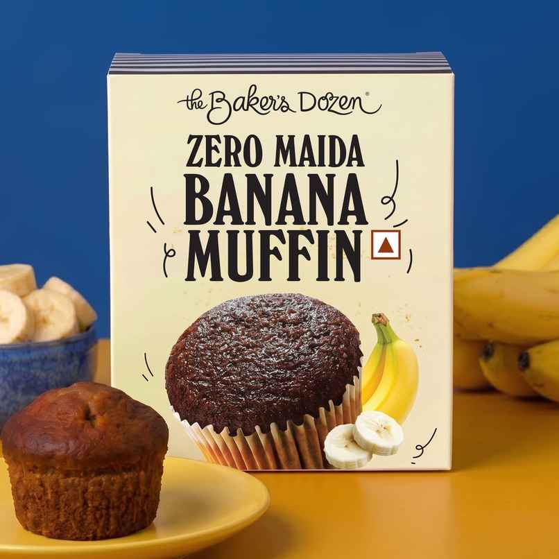 The Baker's Dozen Banana Muffin Zero Maida | Fruit Cake | Bakery Delight