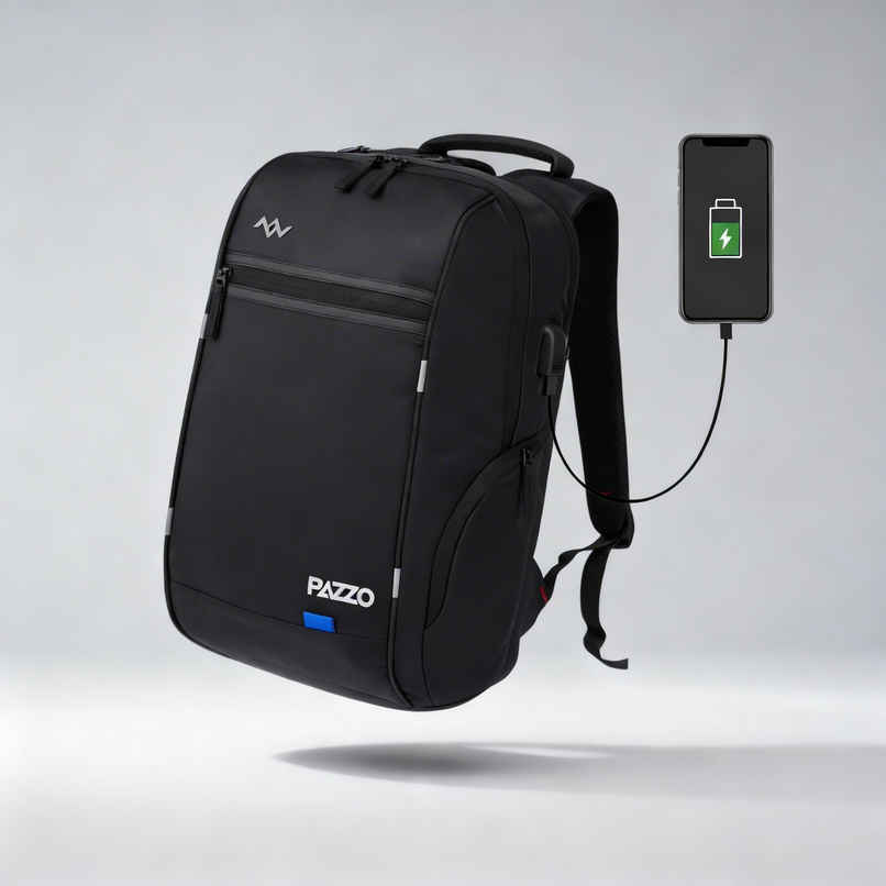 Lunar's Unisex Anti Theft Office Laptop Backpack with USB Charging Slot | Black - 15.6 inch
