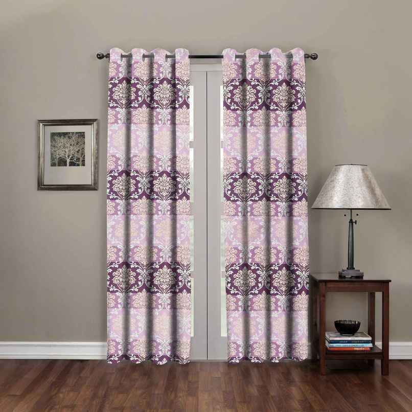 BAY6 Microfiber Cotton Door Curtains | Set of 2 | 9x4 ft | Pink