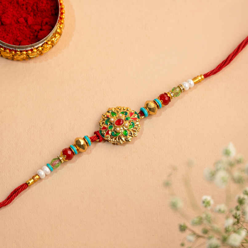 Rakhi for Brother | Classic Stone-Studded Meena | Meenakari | Pack of 1 | Tomuncle Rakhi for Brother | Classic Stone-Studded Meena | Meenakari | Pack of 1 | Tomuncle