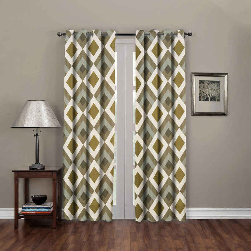 BAY6 Polyester Door Curtains - Set of 2 - (7x4 ft) - Dark Green