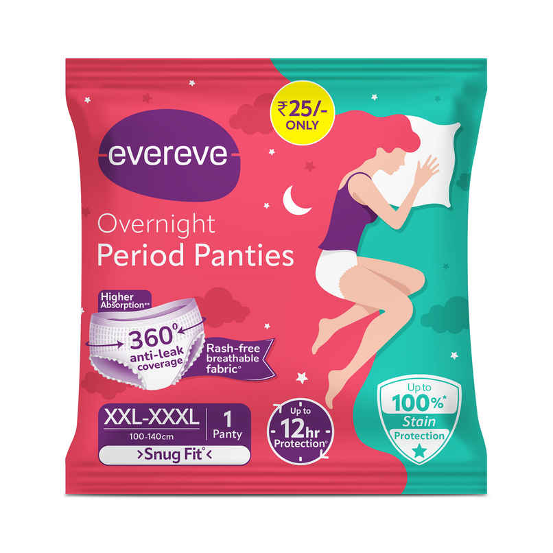 Evereve Period Panty | Heavy Flow | 360 Degree Leak Protection | Disposable | 2XL-3XL