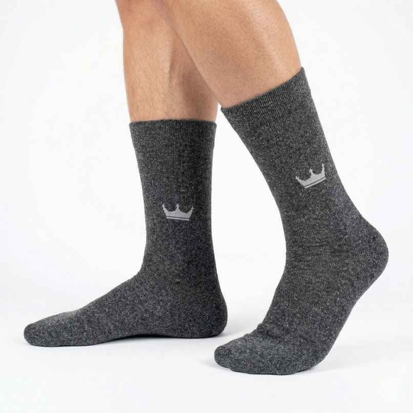 Royal Mart Unisex Wool Calf Length Socks | Black - Free Size