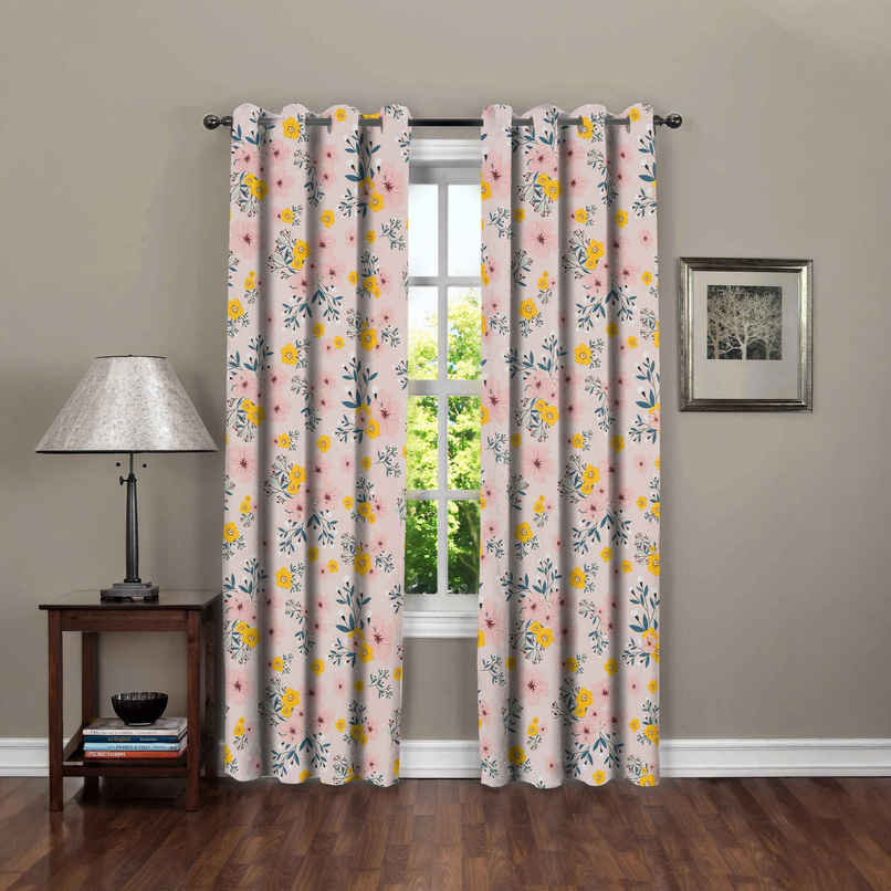 BAY6 Polyester Door Curtains - Set of 2 - (7x4 ft) - Peach