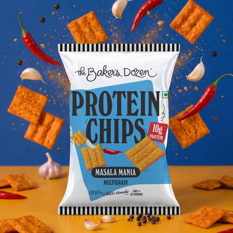 The Baker's Dozen Protein Chips Masala Mania Multigrain |10g Protein | Baked | Healthy Snacks The Baker's Dozen Protein Chips Masala Mania Multigrain |10g Protein | Baked | Healthy Snacks