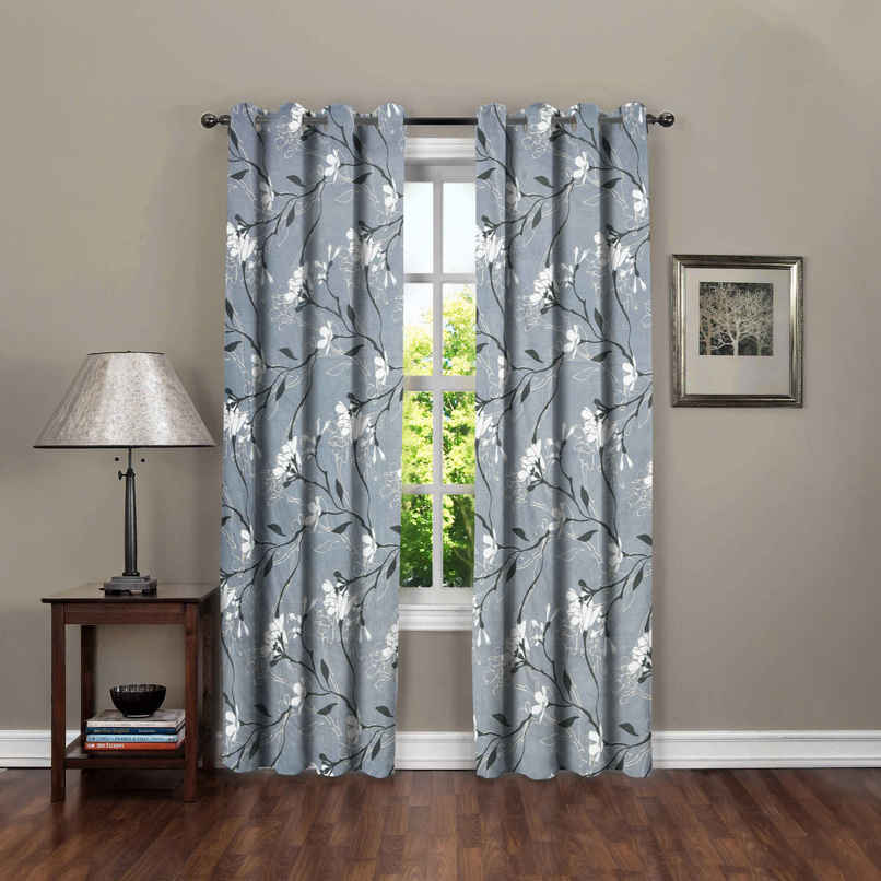 BAY6 Microfiber Cotton Door Curtains | Set of 2 | 8x4 ft | Grey