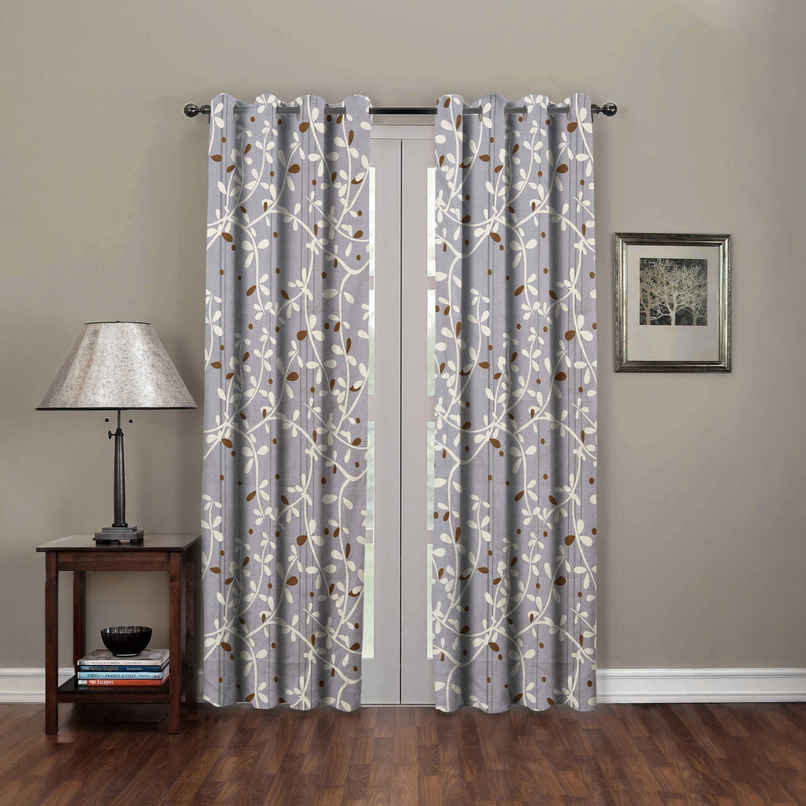 BAY6 Polyester Door Curtains | Set of 2 | 7x4 ft | Grey
