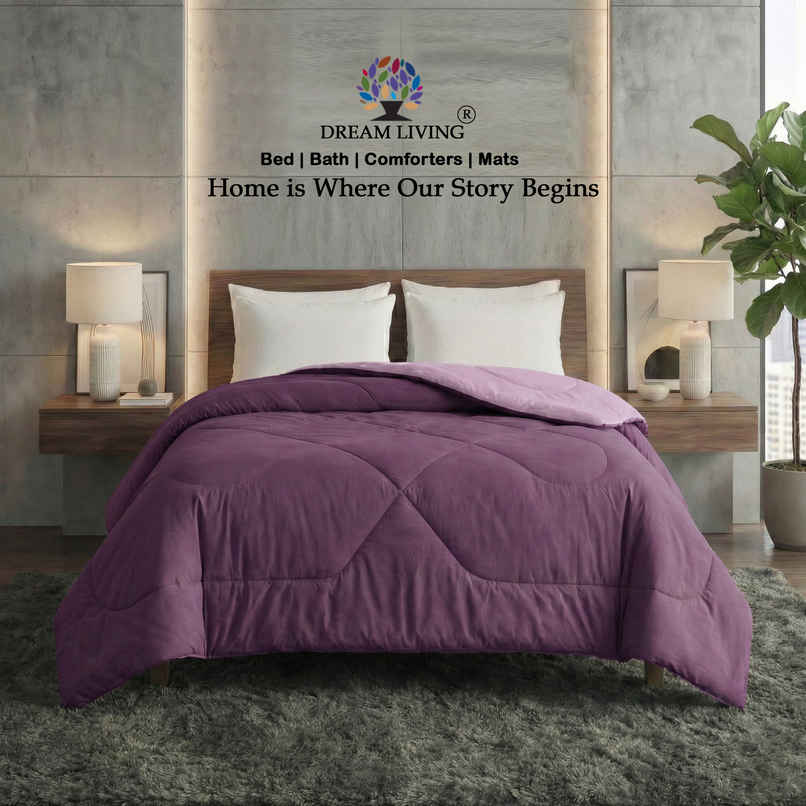 Dream Living Lavender Solid Reversible Double Bed AC Comforter 220 x 230 cm