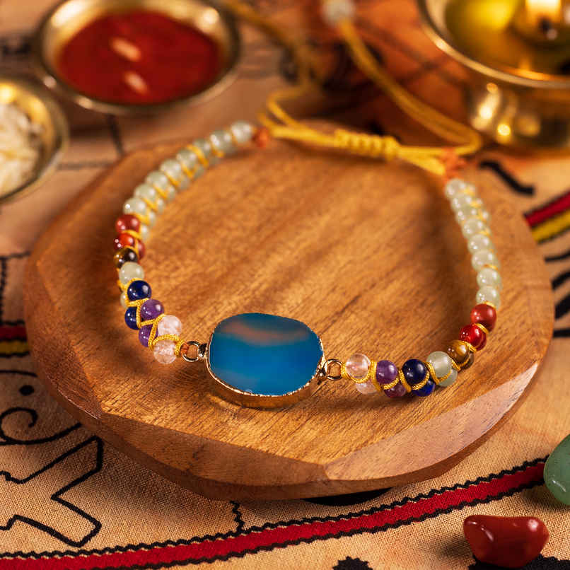 Phool | Bracelet Rakhi | Blue Agate | Adjustable | Pack of 1 Phool | Bracelet Rakhi | Blue Agate | Adjustable | Pack of 1