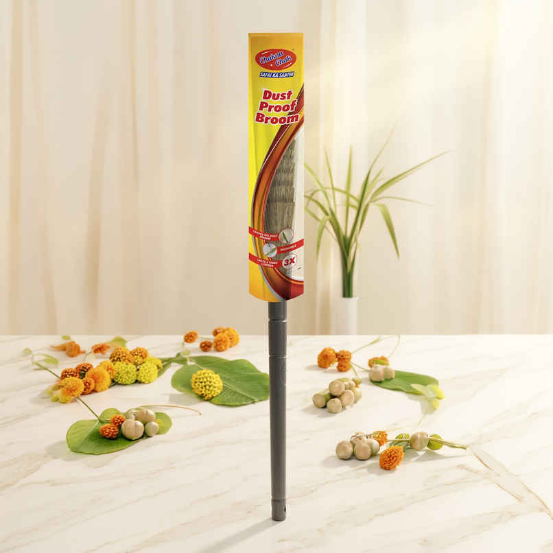 Chakaachak Dust Proof Broom | Washable Plastic Fiber Jhadu
