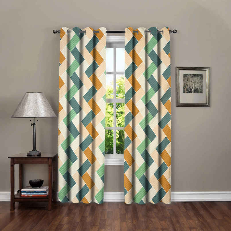 BAY6 Microfiber Cotton Door Curtains | Set of 2 | 7x4 ft | Multicolor