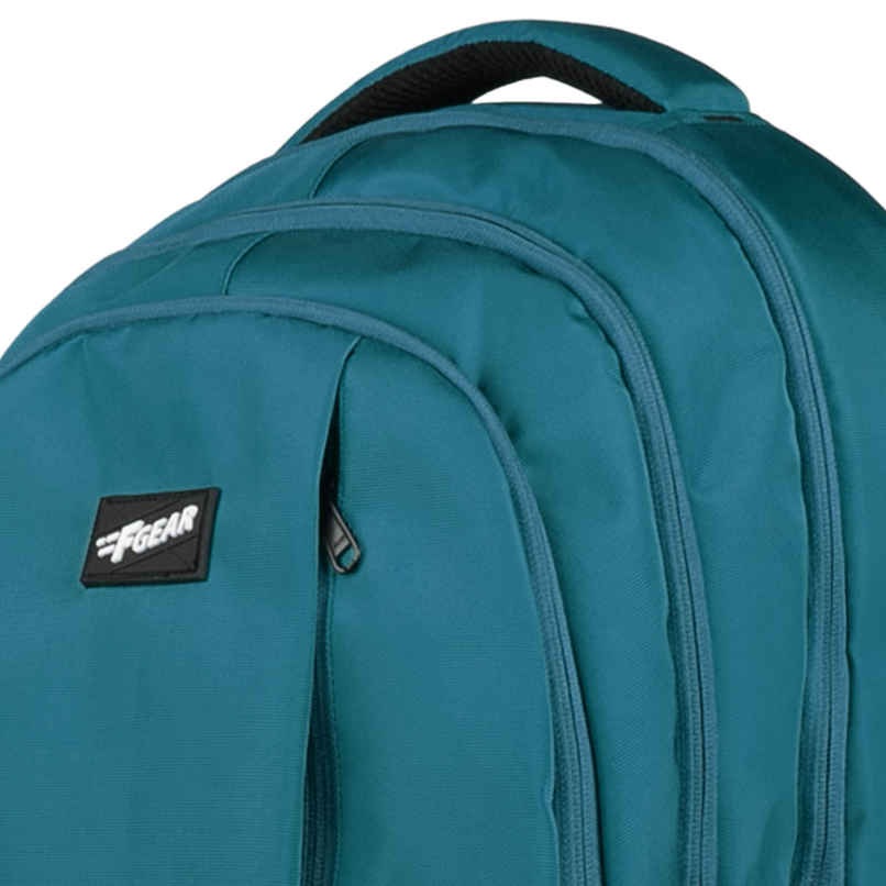 F Gear Unisex Modern Polyester 29 L Padded Grab Handle Laptop Backpack | Black and Aqua - 17 Inches