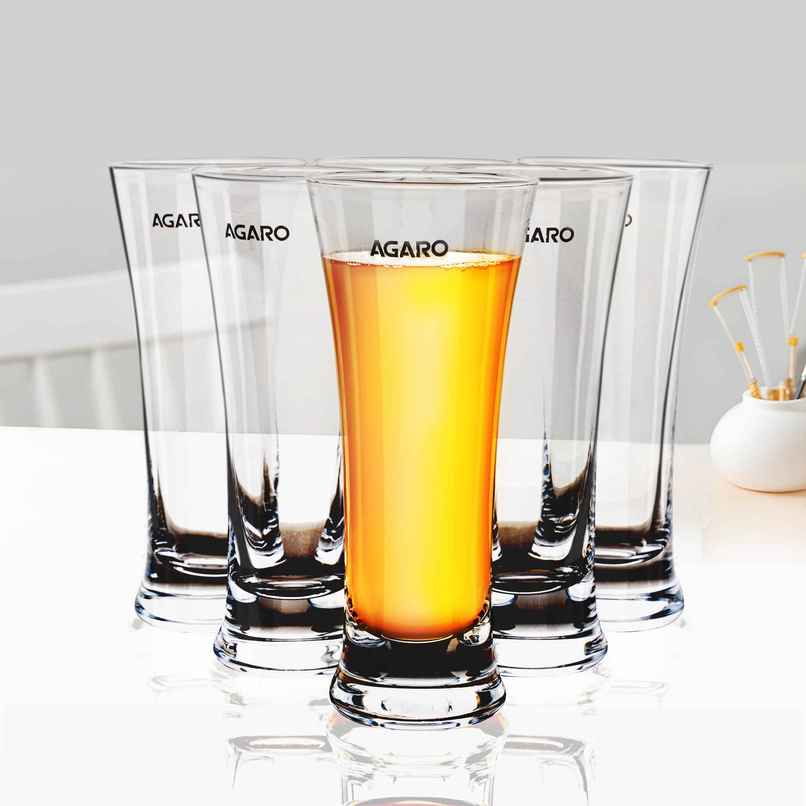 Agaro Elegant Pilsner Highball Glass | Heavy Base Tall Bar Glass - 330 ml Agaro Elegant Pilsner Highball Glass | Heavy Base Tall Bar Glass - 330 ml