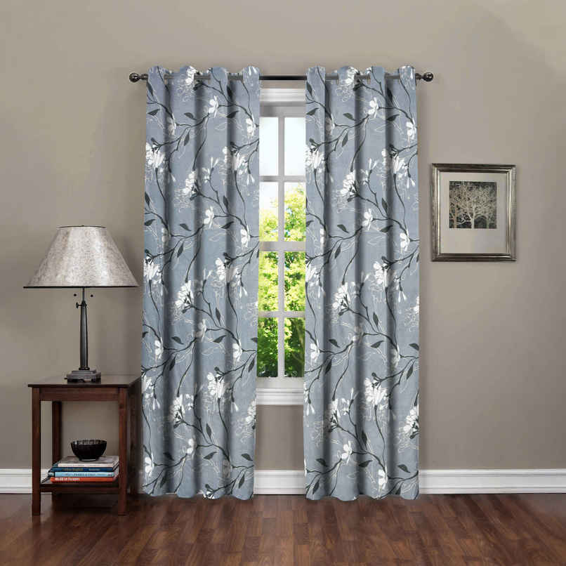 BAY6 Microfiber Cotton Door Curtains | Set of 2 | 7x4 ft | Grey