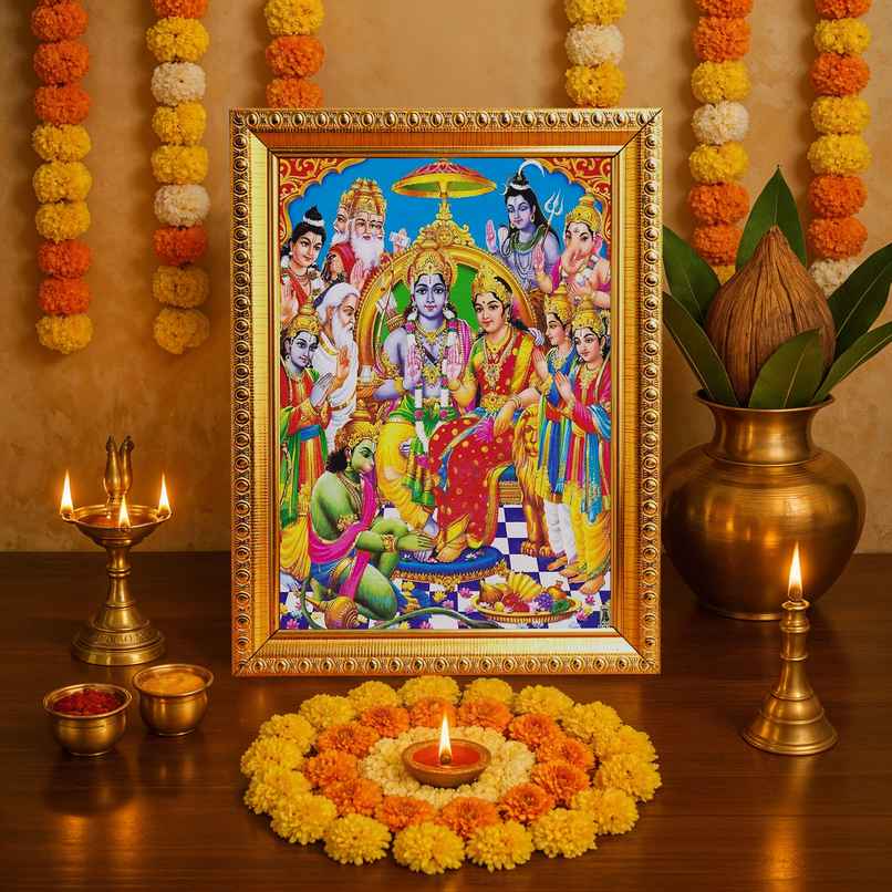 Ram Parivar Religious Photo Frame | Hindu Deity Picture | 8 x 6 in | Oye Happy Ram Parivar Religious Photo Frame | Hindu Deity Picture | 8 x 6 in | Oye Happy