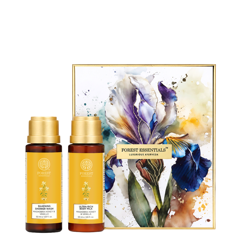 Forest Essentials Honey Vanilla Body Care Gift Box | Shower Wash & Body Milk Duo Forest Essentials Honey Vanilla Body Care Gift Box | Shower Wash & Body Milk Duo