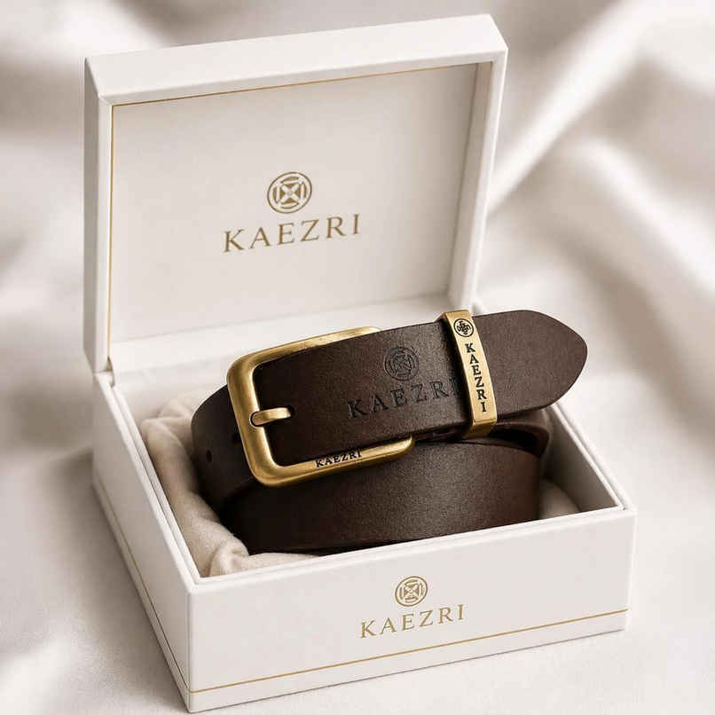Kaezri Genuine Leather Brown Belt for Men | Mono - 34 Kaezri Genuine Leather Brown Belt for Men | Mono - 34