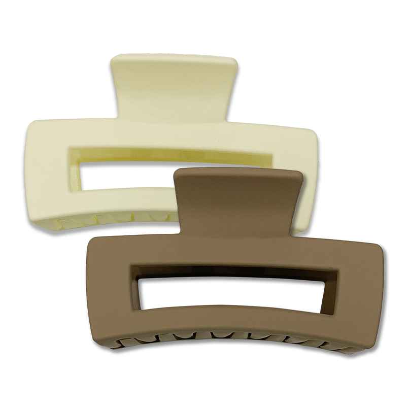 Prolume Rectangle Claw Clips Hair Accessories For Women/Girl | Light Beige | Dark Beige