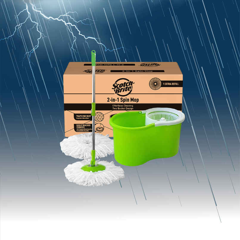 Scotch-Brite Twin Bucket Spin Mop (Green, 2 Refills) Scotch-Brite Twin Bucket Spin Mop (Green, 2 Refills)