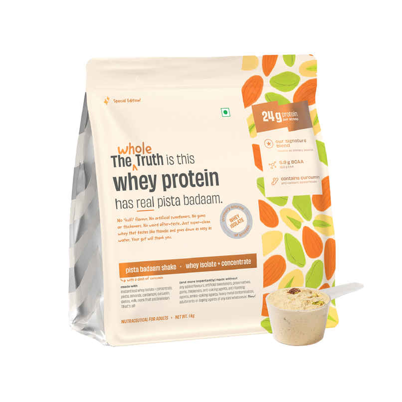The Whole Truth Whey Protein Powder Pista Badaam Shake (24g Protein Per Scoop)