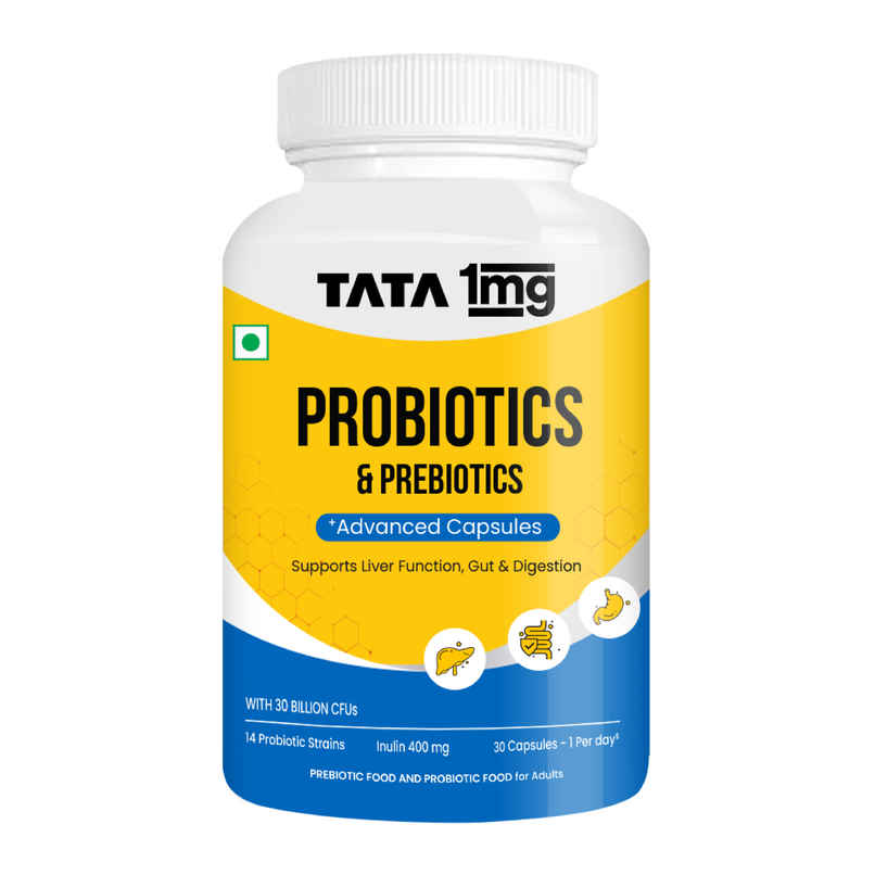 Tata 1mg Probiotics 30 Billion Cfus+ Capsule With Prebiotic Fibre Pack Of 30 Capsules