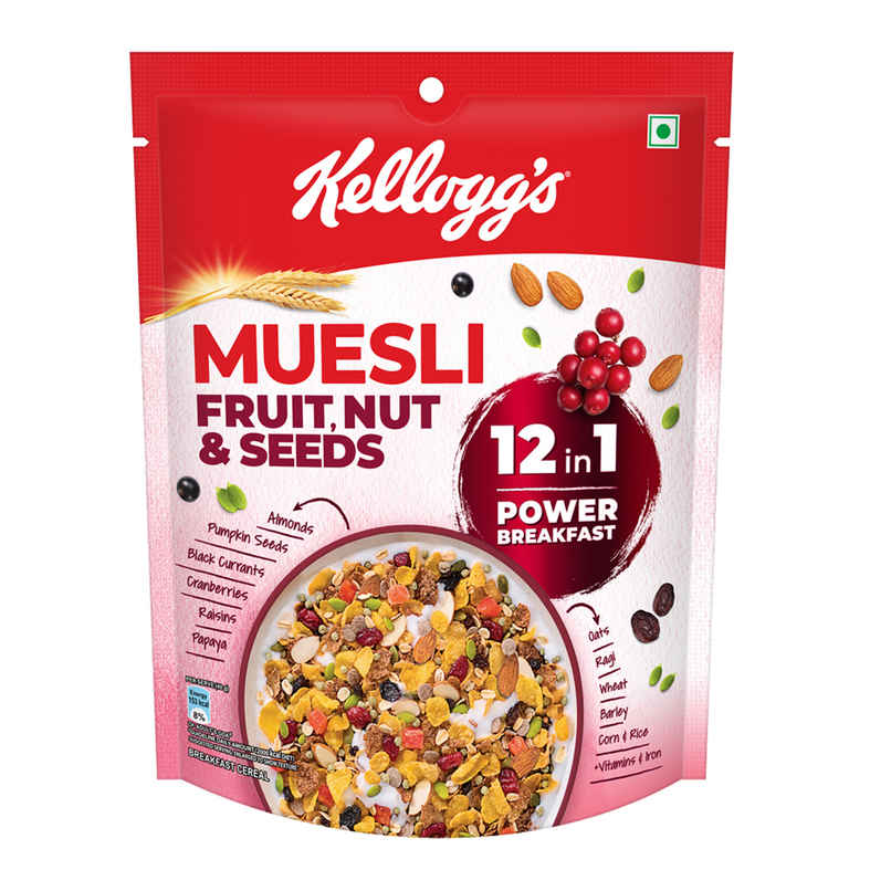 Kellogg's Muesli Fruit Nut and Seeds | 12 In 1 Power Breakfast | No Maida No Palm Oil