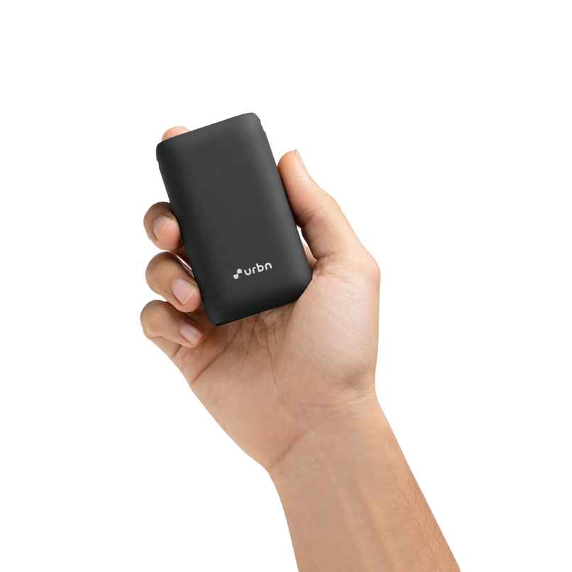 URBN Nano 10000 mAh 20W Fast Charging Wired Power Bank (1 Type A & 1 Type C, 12 Layer Circuit Protection) - Black