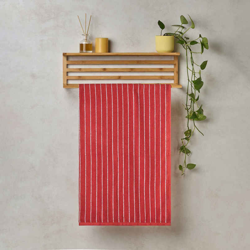 Himeya Pin Stripe 350 GSM Cotton Bath Towel | Fire Red Himeya Pin Stripe 350 GSM Cotton Bath Towel | Fire Red
