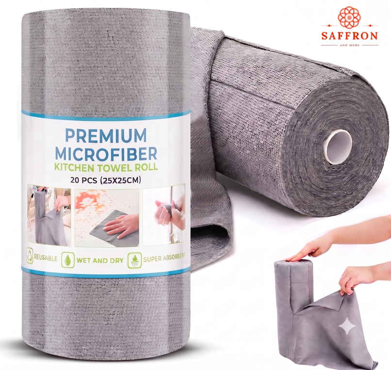 Saffron Microfiber Kitchen Towel Roll | 20 Pulls | Reusable Saffron Microfiber Kitchen Towel Roll | 20 Pulls | Reusable
